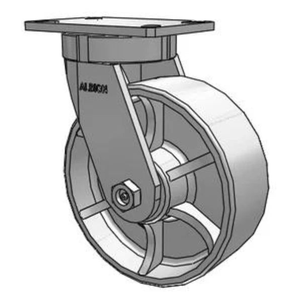 Heavy-Duty 8"x3" Kingpinless Cast Iron Wheel Caster, 2800 lb Capacity Albion-Casters
