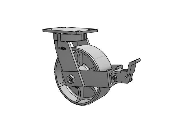 Albion Casters Value Kingpinless Caster - 8" x 3" Cast Iron Wheel with Face Brake, 6.25" x 4.5" Plate, Heavy-Duty Performance - Model 370CA08501SFBB Albion-Casters