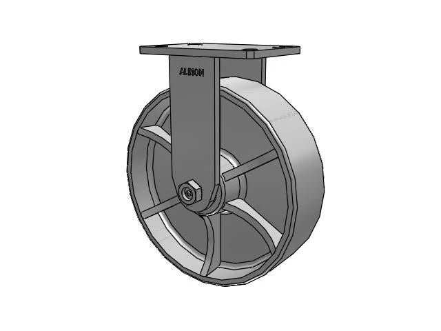 Albion Casters Value Kingpinless Rigid Caster - 10" x 3" Cast Iron Wheel with 6.25" x 4.5" Plate - Heavy-Duty Performance, Model 370CA10501R Albion-Casters