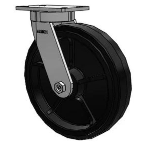 Kingpinless 12"x3" Rubber-on-Iron Wheel Swivel Caster, 1200 lb Capacity Albion-Casters