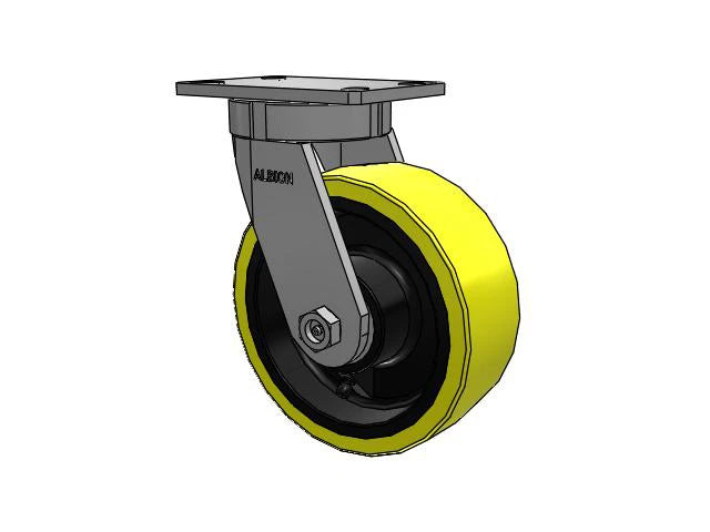Value Kingpinless 8"x3" Heavy-Duty Poly-on-Iron Swivel Caster with 6.25"x4.5" Top Plate - 3000 lb Load Capacity, 10.13" Mount Height, Albion Casters SKU 370PF08528S Albion-Casters