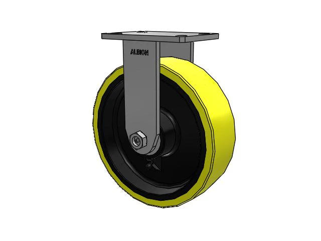 Value Kingpinless 10x3 Heavy-Duty Poly-on-Iron Rigid Caster | 3000 lb Load Capacity | 6.25x4.5 Top Plate | 11.5 in Mount Height Albion-Casters
