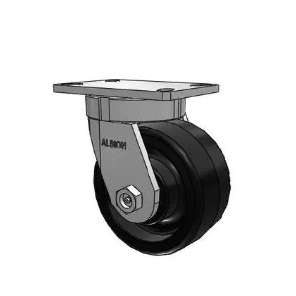 Albion Casters 6" x 3" Kingpinless Caster with Phenolic Wheel & 6.25" x 4.5" Plate - 2000 lb Load Capacity, USA-Made - Model 370TM06501S Albion-Casters