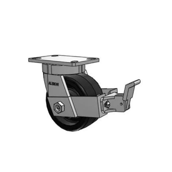 Albion Casters Kingpinless Caster 6"x3" Phenolic Wheel with Face Brake, 2000 lb Capacity, 6.25"x4.5" Plate - USA Made (370TM06501SFBB) Albion-Casters