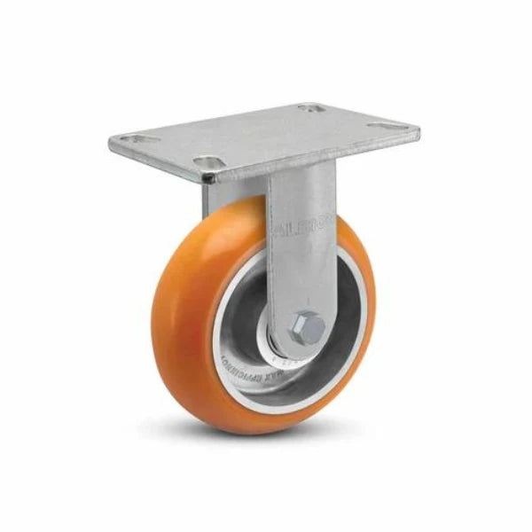 Albion Casters 6" x 2" Ergonomic Rigid Caster with MAX-Efficiency Orange Wheel and 6.25" x 4.5" Plate – High-Performance USA Made Caster for Industrial Use | Model 38AN06228R Albion-Casters