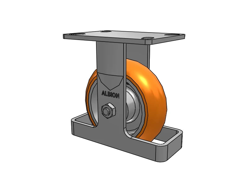 Albion Casters 6x2 USA Ergonomic Rigid Caster with MAX-Efficiency Orange Wheel, Toe Guard & 6.25x4.5 Plate - Model 38AN06228RTO Albion-Casters