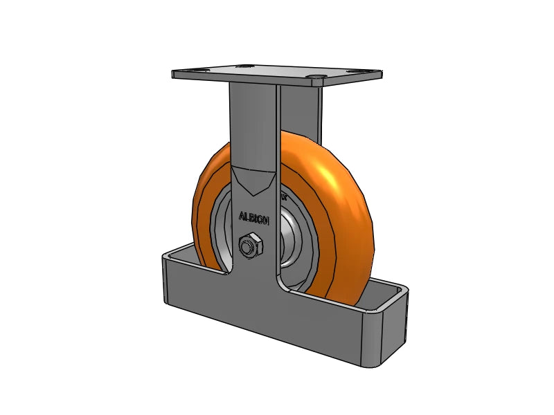 Albion Casters 8" x 2" USA Ergonomic Rigid Caster with MAX-Efficiency Orange Wheel, Toe Guard, 6.25" x 4.5" Plate – High-Durability, Shock-Absorbing Performance Caster for Heavy Loads | Model 38AN08228RTO Albion-Casters