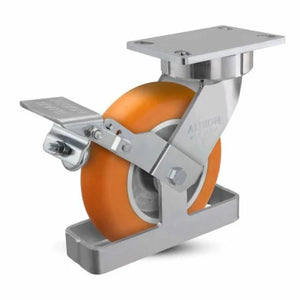 Albion 38AN08228SFBKTO 8" x 2" Orange Ergonomic Caster with Brake