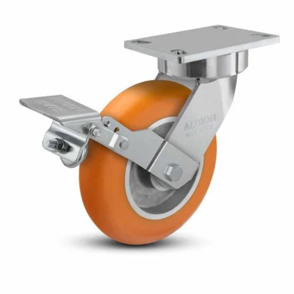 Albion Casters 10" x 2" Maintenance-Free Ergonomic Brake Caster with MAX Efficiency Wheel, 2500 lb Capacity, Made in USA - 38AN10228SFBK Albion-Casters