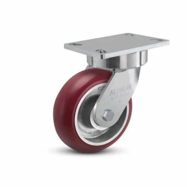 Albion Casters 6" x 2" USA Ergonomic Swivel Caster with MAX-Efficiency Wheel & 6.25" x 4.5" Plate - High Performance, Durable, and Smooth Mobility Caster - Model 38AX06228S Albion-Casters
