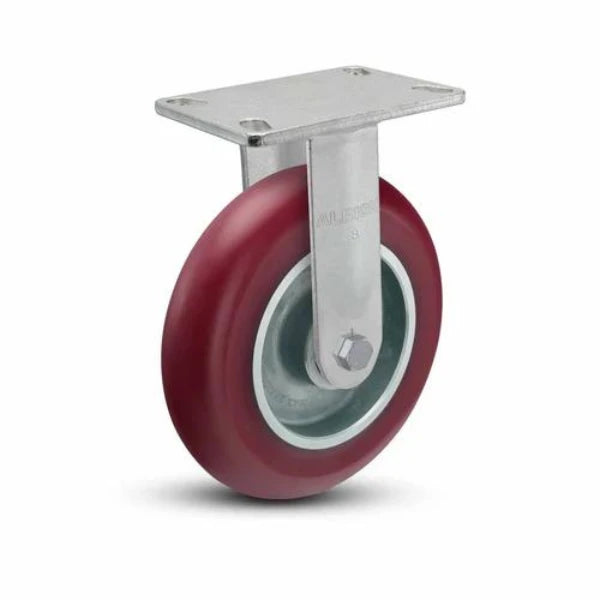 Albion Casters 8" x 2" USA Ergonomic Rigid Caster with MAX-Efficiency Wheel and 6.25" x 4.5" Plate - 9.5" OAH, Model 38AX08228R01 for Industrial Use Albion-Casters