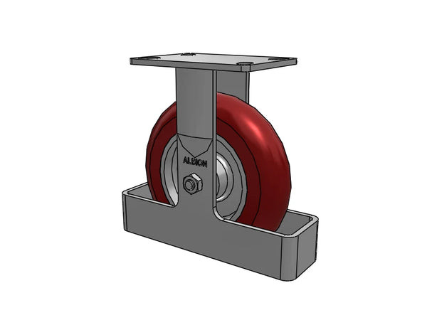 Albion Casters 8" x 2" Ergonomic Rigid Caster with MAX-Efficiency Wheel, Toe Guard, and 6.25" x 4.5" Plate - USA Made, 9.5" Overall Height, Model 38AX08228R01TO Albion-Casters
