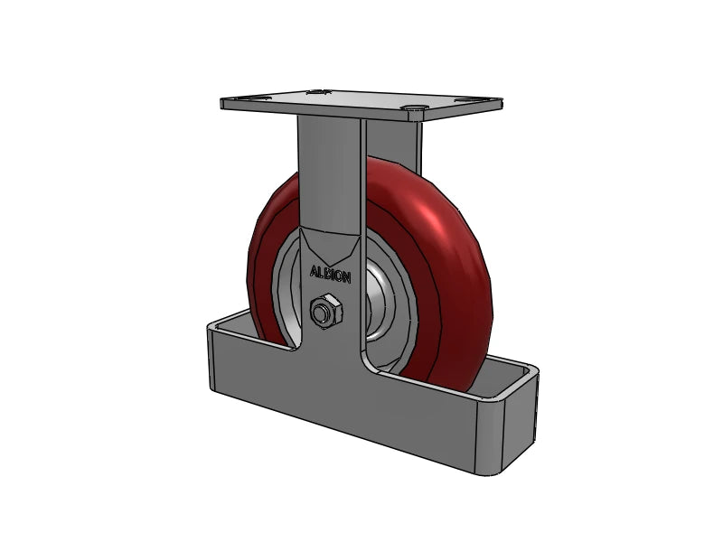 Albion Casters 8" x 2" Ergonomic Rigid Caster with MAX-Efficiency Wheel, Toe Guard, and 6.25" x 4.5" Plate - USA Made, 9.5" Overall Height, Model 38AX08228R01TO Albion-Casters