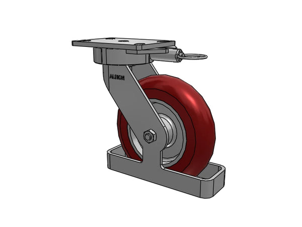 Albion Casters 8" x 2" Ergonomic Swivel Caster with MAX-Efficiency Wheel, Toe Guard, Swivel Lock, 6.25" x 4.5" Plate - Heavy-Duty USA Engineering for Smooth, Controlled Movement Albion-Casters