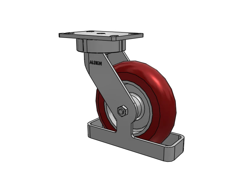 Albion Casters 8" x 2" Ergonomic Swivel Caster with MAX-Efficiency Wheel, Toe Guard, and 6.25" x 4.5" Plate - USA-Made High Mobility Caster for Smooth Movement Albion-Casters