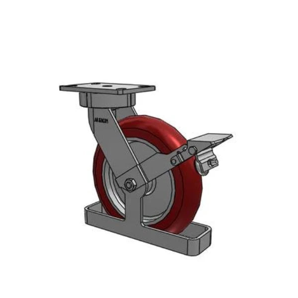 Albion Casters 10" x 2" Maintenance-Free Ergonomic Brake Caster - MAX Efficiency Wheel, Toe Guard, 2500 lb Capacity, 6.25" x 4.5" Plate - Made in USA | 38AX10228SFBKTO Albion-Casters