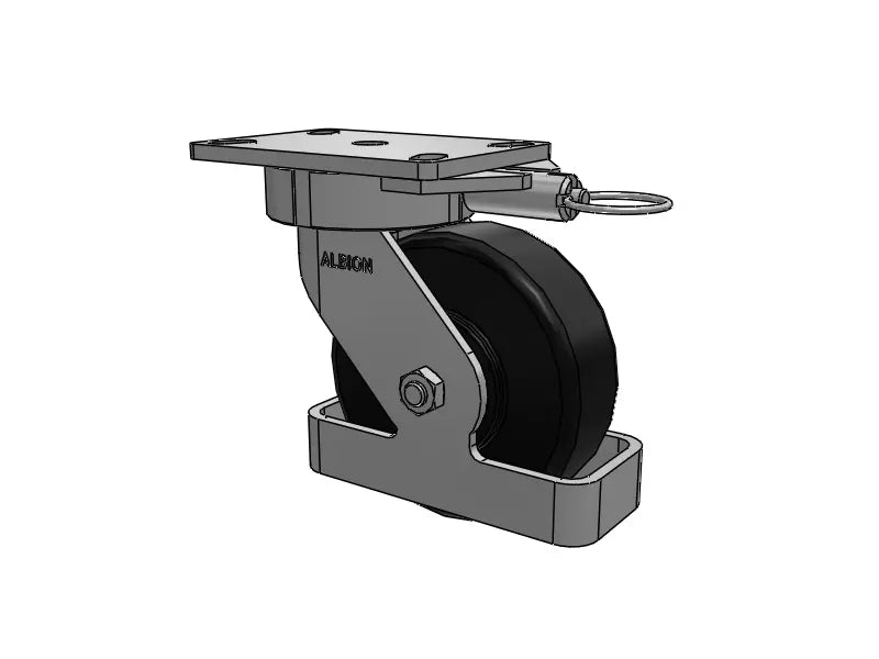 Albion Casters 6" x 2" USA Ergonomic Swivel Caster with Heavy-Duty Nylon Wheel, Toe Guard, and Swivel Lock - 38NX06228SLTO -  | CasterHQ