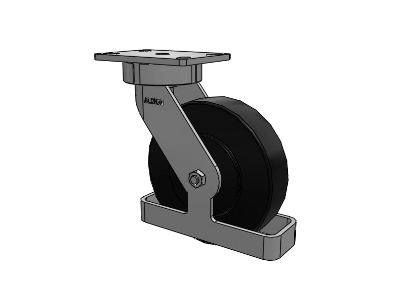 Albion Casters 8" x 2" USA Ergonomic Swivel Caster with Heavy-Duty Nylon Wheel, Toe Guard, and 6.25" x 4.5" Plate - Ideal for Industrial Applications Albion-Casters