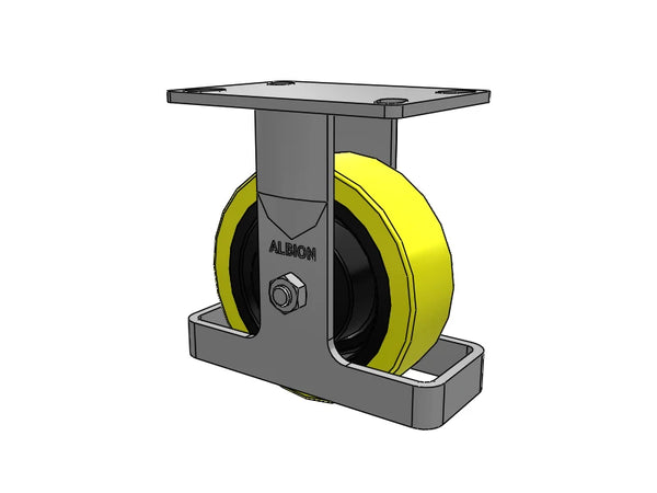 Albion Casters 6x2 USA Ergonomic Rigid Caster with HD Poly-on-Iron Wheel, Toe Guard & 6.25x4.5 Plate - High-Durability Performance - Model 38PF06228RTO Albion-Casters