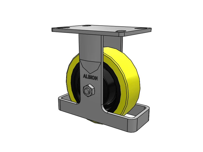 Albion Casters 6x2 USA Ergonomic Rigid Caster with HD Poly-on-Iron Wheel, Toe Guard & 6.25x4.5 Plate - High-Durability Performance - Model 38PF06228RTO Albion-Casters