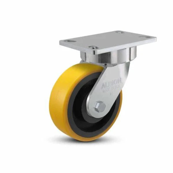 Albion Casters 6" x 2" USA Ergonomic Swivel Caster with Heavy-Duty Poly-on-Iron Wheel and 6.25" x 4.5" Plate - Model 38PF06228S | High Performance, Durable, and Smooth Maneuverability Albion-Casters