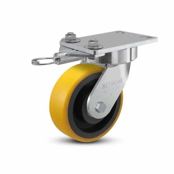 Albion Casters 6" x 2" Ergonomic Swivel Caster with HD Poly-on-Iron Wheel & Swivel Lock - 6.25" x 4.5" Plate - USA Made, Model 38PF06228SL Albion-Casters