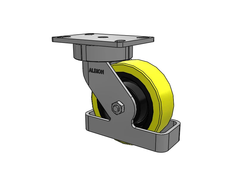 Albion Casters 6" x 2" Ergonomic Swivel Caster with HD Poly-on-Iron Wheel and 6.25" x 4.5" Plate - USA Made for Smooth Maneuverability and Durability Albion-Casters