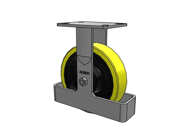 Albion Casters 8" x 2" USA Ergonomic Rigid Caster with HD Poly-on-Iron Wheel, Toe Guard, and 6.25" x 4.5" Plate - Heavy-Duty, Shock-Absorbing Caster for Smooth Movement Albion-Casters