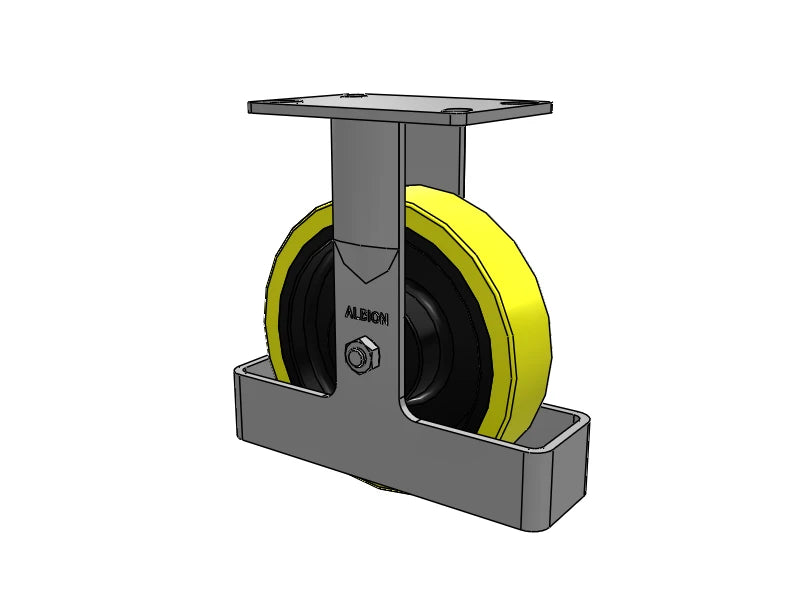 Albion Casters 8" x 2" USA Ergonomic Rigid Caster with HD Poly-on-Iron Wheel, Toe Guard, and 6.25" x 4.5" Plate - Heavy-Duty, Shock-Absorbing Caster for Smooth Movement Albion-Casters