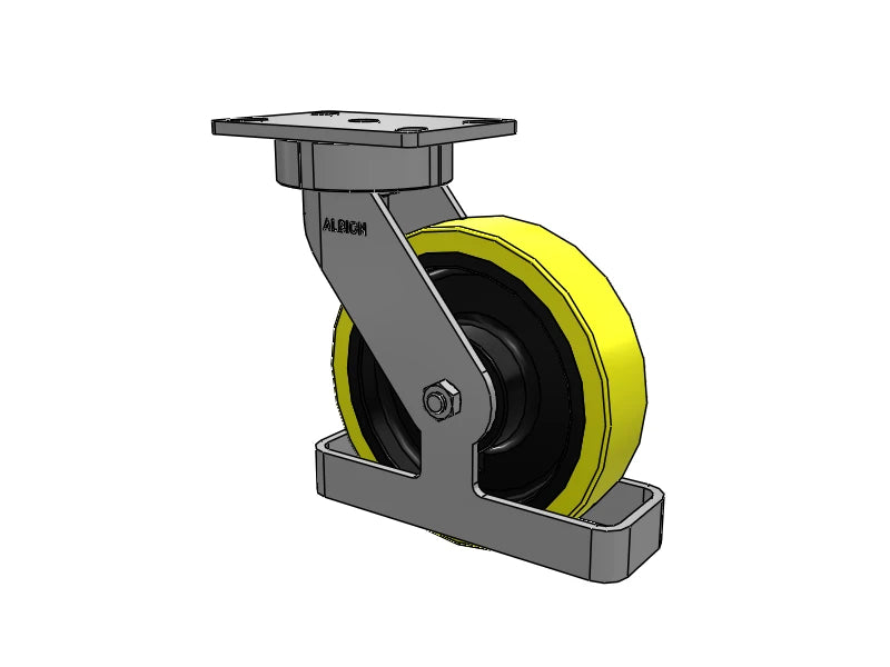 Albion Casters 8" x 2" USA Ergonomic Swivel Caster with Heavy-Duty Poly-on-Iron Wheel and Toe Guard | 6.25" x 4.5" Plate - Model 38PF08228STO Albion-Casters