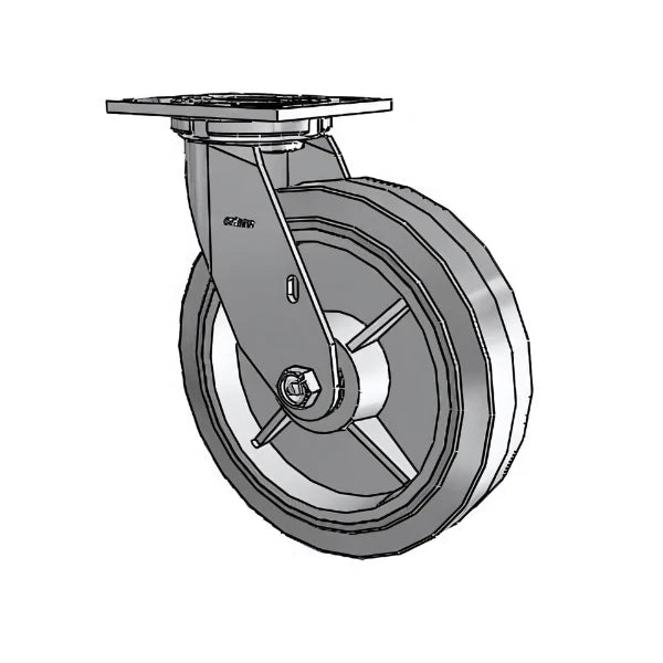Heavy-Duty 8" Soft Wheel Swivel Caster with 675 lb Load Capacity - Performa Grey CasterHQ