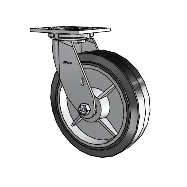 Heavy-Duty 8" Soft Wheel Swivel Caster with 675 lb Load Capacity - Performa Black CasterHQ