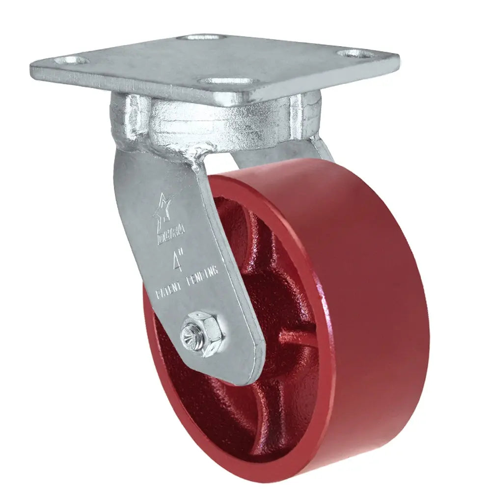 Durastar Heavy Duty 40 Series - 4" x 2" Ductile Steel Swivel Caster - 1500 lb Capacity, Choose between Top Plate Size and bearing -  | CasterHQ
