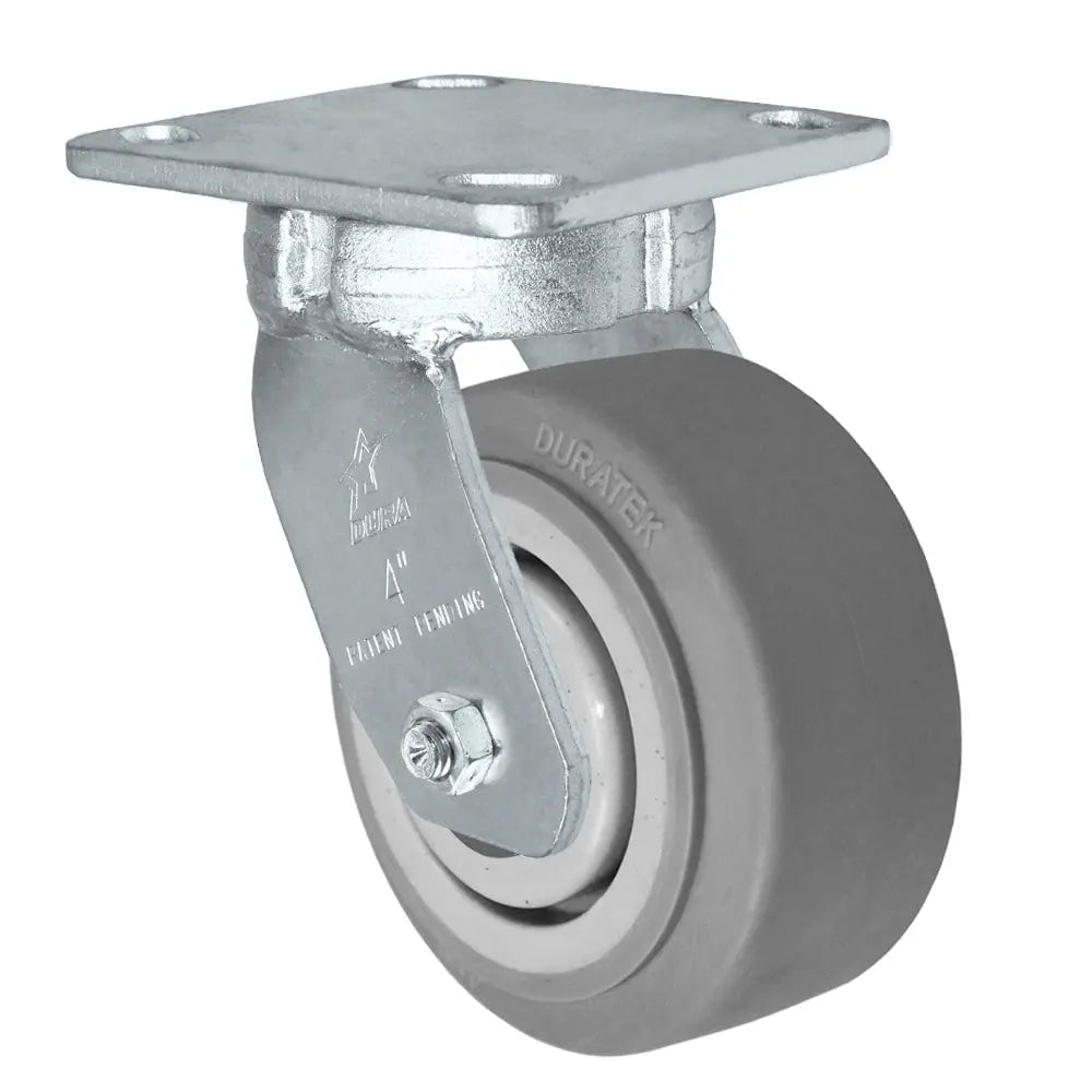 Durastar Heavy Duty 40 Series - 4" x 2" Duratek High Tech Rubber Swivel Caster - 450 lb Capacity, Choose between Top Plate Size and bearing -  | CasterHQ
