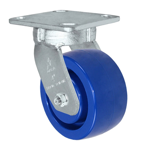 Kingpinless Heavy Duty 40 Series - 4" x 2" Solid Polyurethane Swivel Caster - 800 lb Capacity, Choose between Top Plate Size and bearing Durastar