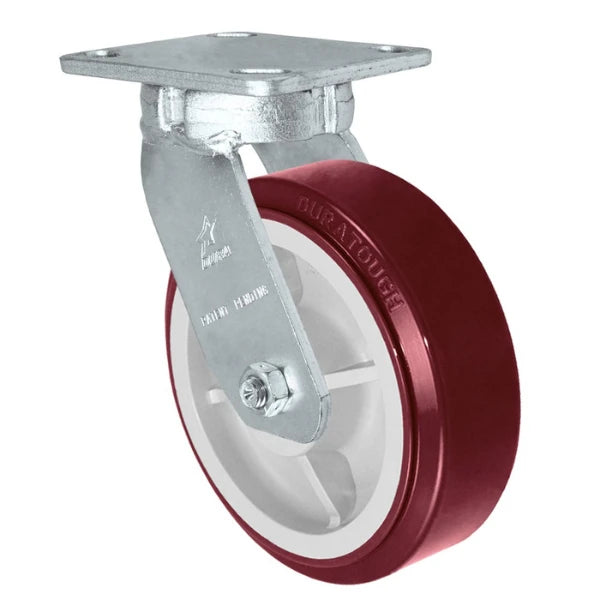 Kingpinless Heavy Duty 40 Series - 5" x 2" DURATOUGH Polyurethane on Polyolefin Swivel Caster - 750 lb Capacity, Choose between Top Plate Size and bearing Durastar