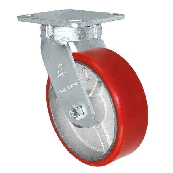 Kingpinless Heavy Duty 40 Series - 5" x 2" Polyurethane on Steel Swivel Caster - 1000 lb Capacity, Choose between Top Plate Size and bearing Durastar