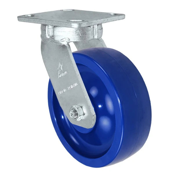 Kingpinless Heavy Duty 40 Series - 5" x 2" Solid Polyurethane Swivel Caster - 1000 lb Capacity, Choose between Top Plate Size and bearing Durastar