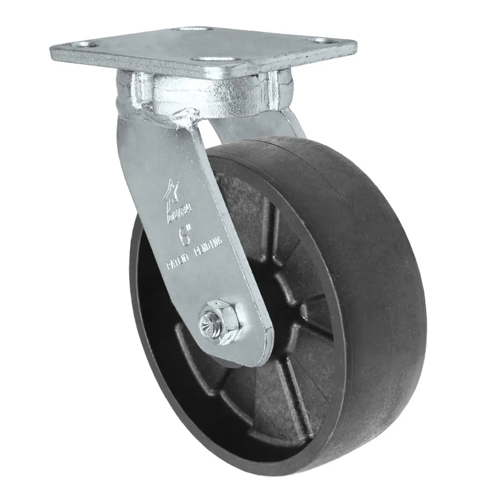 Durastar Heavy Duty 40 Series - 6" x 2" Glass-filled Nylon Swivel Caster - 1200 lb Capacity, Choose between Top Plate Size and bearing -  | CasterHQ