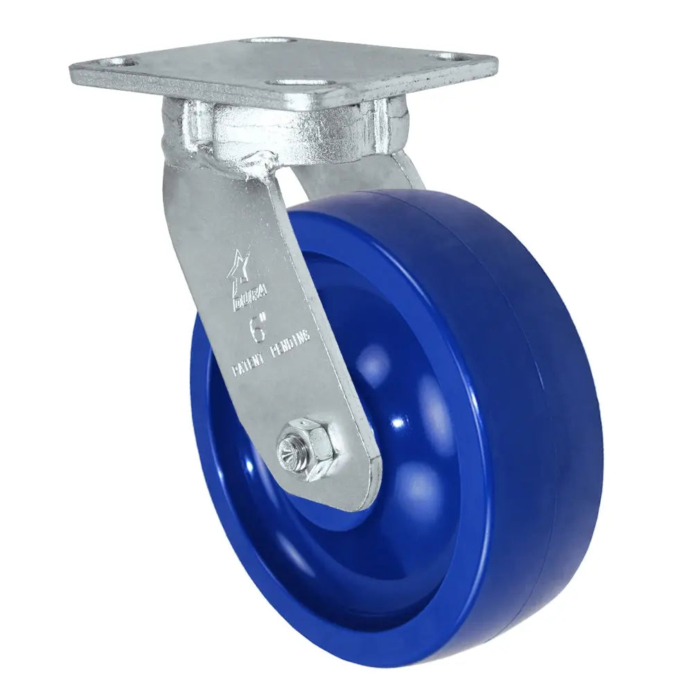 Durastar Heavy Duty 40 Series - 6" x 2" Solid Polyurethane Swivel Caster - 1200 lb Capacity, Choose between Top Plate Size and bearing -  | CasterHQ