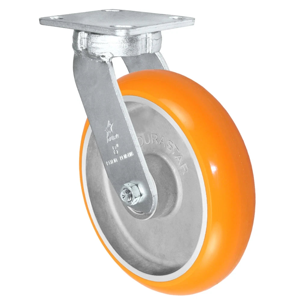 Kingpinless Heavy Duty 40 Series - 8" x 2" SIRIUS Heavy Duty Donut Polyurethane on Aluminum Swivel Caster - 2000 lb Capacity, Choose between Top Plate Size and bearing Durastar