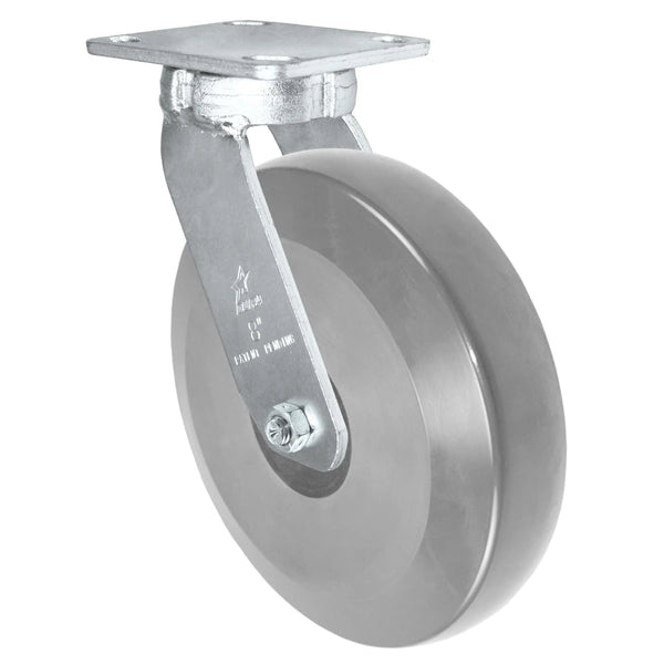 Kingpinless Heavy Duty 40 Series - 8" x 2" Heavy Duty Solid Polyurethane on Glass-filled Nylon Swivel Caster - 2000 lb Capacity, Choose between Top Plate Size and bearing Durastar