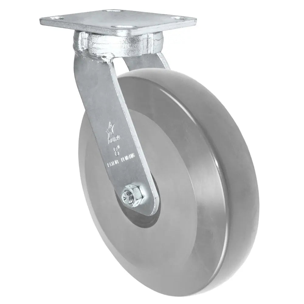 Durastar Heavy Duty 40 Series - 8" x 2" Heavy Duty Solid Polyurethane on Glass-filled Nylon Swivel Caster - 2000 lb Capacity, Choose between Top Plate Size and bearing -  | CasterHQ