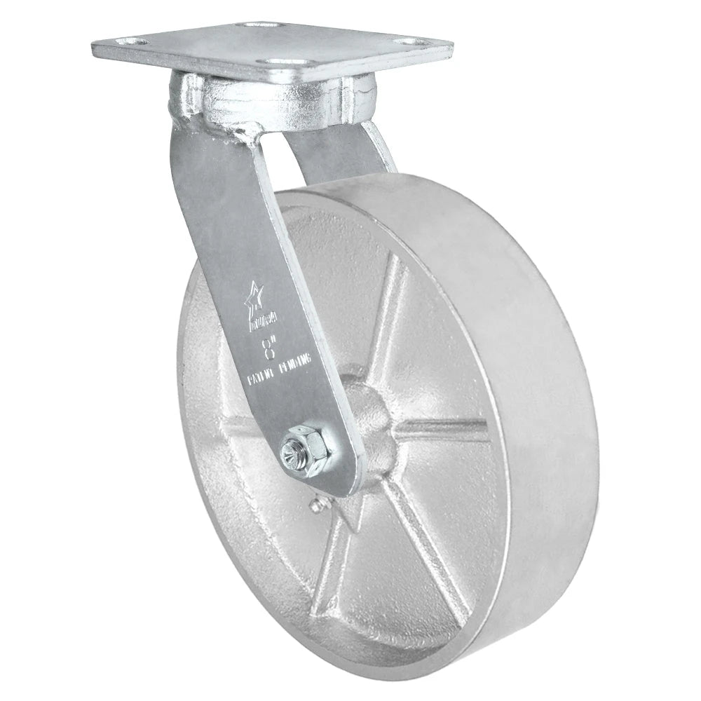 Kingpinless Heavy Duty 40 Series - 8" x 2" Semi-Steel Swivel Caster - 1400 lb Capacity, Choose between Top Plate Size and bearing Durastar