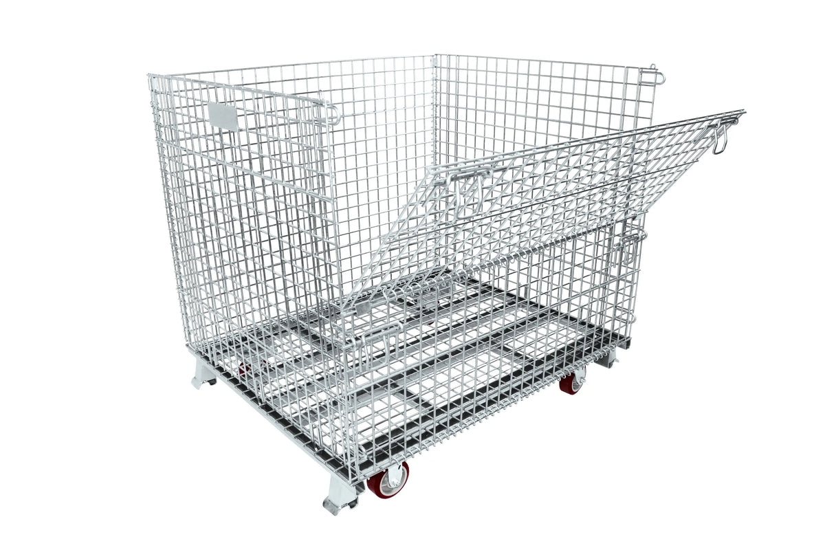 Durastar COLLAPSIBLE Wire 40 x 48 x 42-1/2 inch Closed Foot Container with Casters -  | CasterHQ