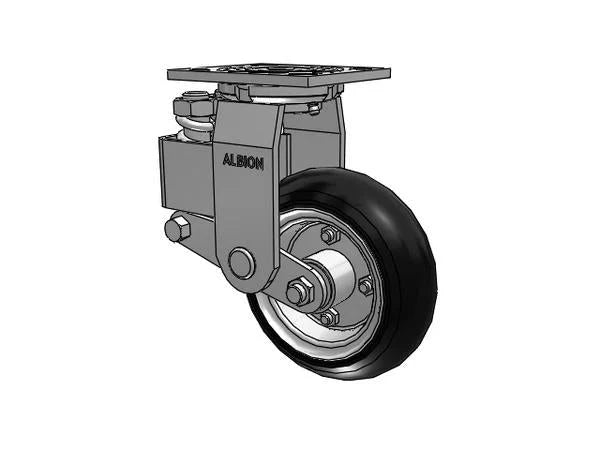 Albion Casters 6x2 Inch Spring-Loaded Never-Flat SZ Wheel Caster with 4x4.5 Inch Plate - Heavy-Duty 40SZ06227S for Industrial Use Albion-Casters