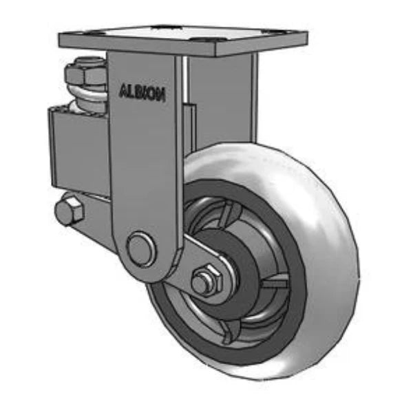 Spring-Loaded 6" XR Rubber Rigid Caster | 450 lb Capacity | 4.5"x4" Plate | 40XR06201R Albion-Casters