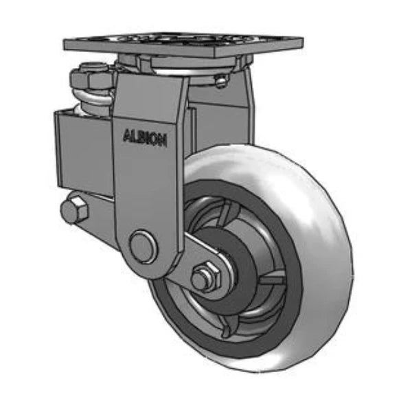 6"x2" Spring-Loaded Rubber Swivel Caster | 450 lb Capacity | 4"x4.5" Plate | 40XR06201S Albion-Casters
