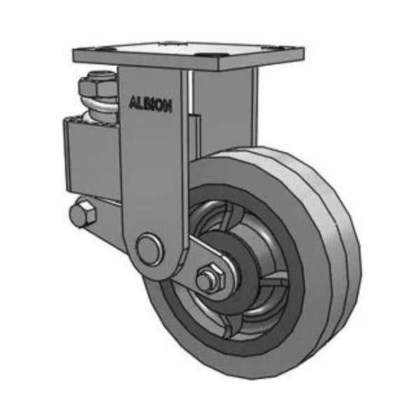 Spring-Loaded 6"x2" XS Rubber Rigid Caster | 500 lb Capacity | 4.5"x4" Plate | 40XS06201R Albion-Casters