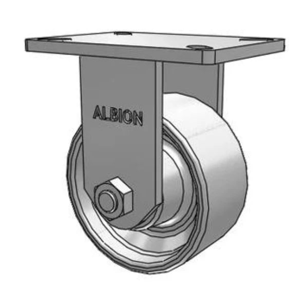 Kingpinless 6"x3" Cast Iron Wheel Rigid Caster, 2800 lb Capacity, 7.25"x5.25" Plate Albion-Casters